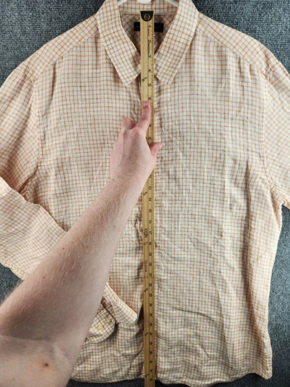 Banana Republic 17-17.5 XL Yellow Orange Plaid Long Sleeve Button Up Shirt Men